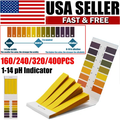 1-14 pH Indicator Test Strips Laboratory Paper Litmus Tester Urine Saliva160-400