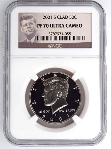 2001-S CLAD PROOF KENNEDY HALF DOLLAR NGC PF70 ULTRA CAMEO 971055