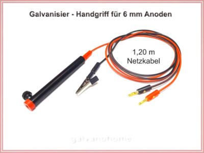 Galvanisier Galvanik Stift für 6mm Ø Anode + 1,20m Kabel zum galvanisieren