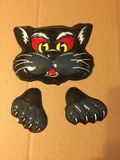 VINTAGE HALLOWEEN BLACK CAT WITH CLAWS CAKE TOPPERS