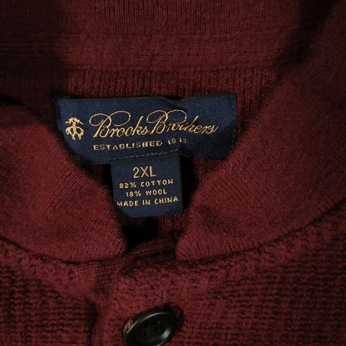 Brooks Brothers Sweater Mens 2XL Red Henley Neck Knit Blade Collar Wool Blend - Picture 4 of 9