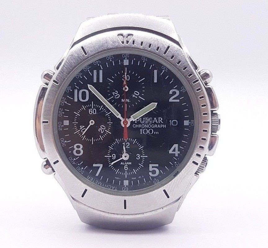 PULSAR Wrist Watch Japan Chronograph Y182 7D10 Water Resistant Alarm eBay