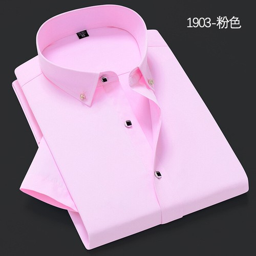 New Men's Dress Shirts Short Sleeves Formal Business Slim Fit Casual Shirts Tops - Picture 2 of 18
