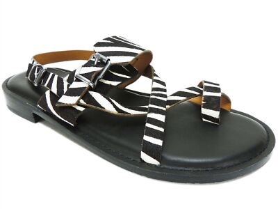 Patricia Nash Women's Fidella Sandals Toe Ring Design BLK/WHT Zebra Size 7 M