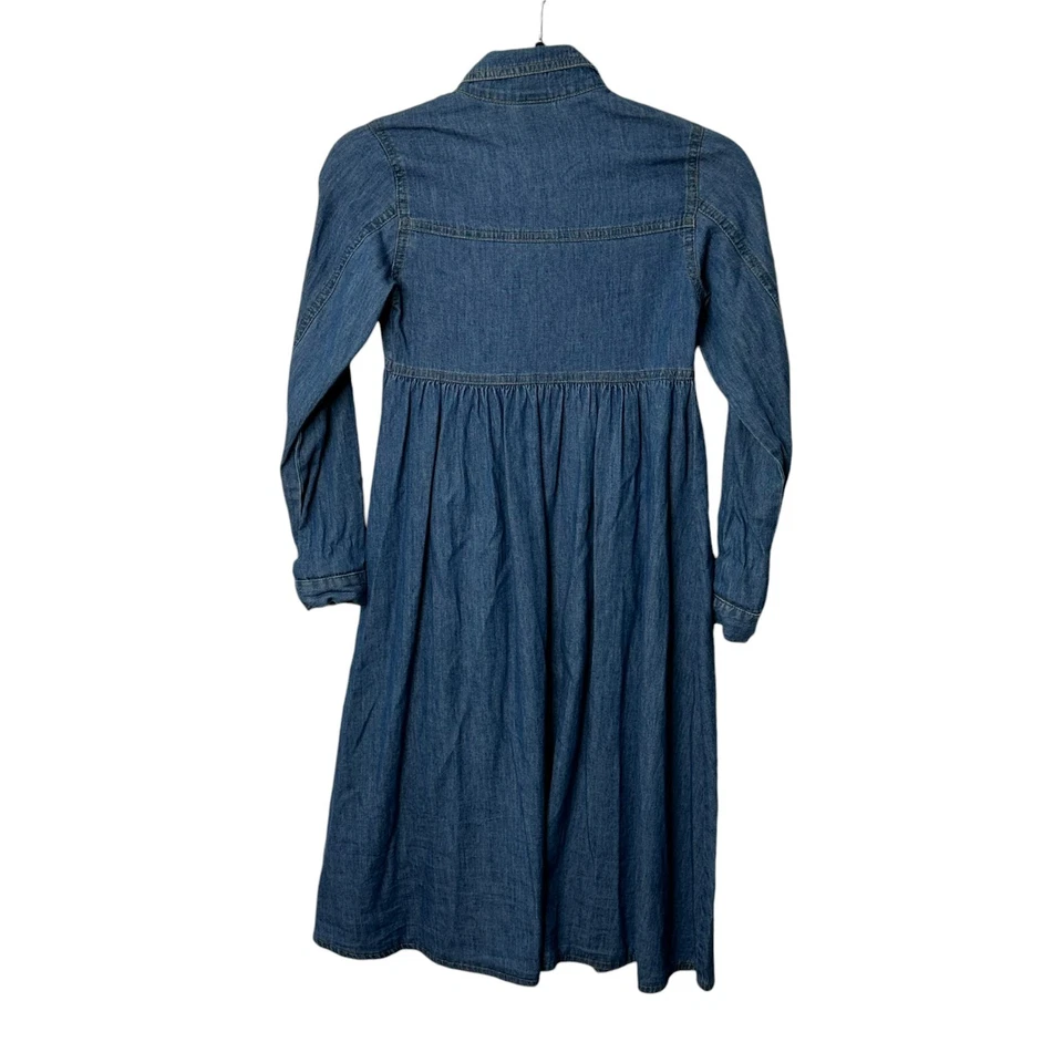 VTG Guess Denim Dress Size 8 Blue Girls Long Sleeve Collared Cotton - Image 2 of 4