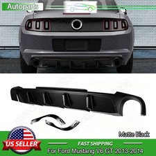 Fits 2013-2014 Ford Mustang V6 Gt V2 Style Rear Diffuser Bumper Lip Matte Black