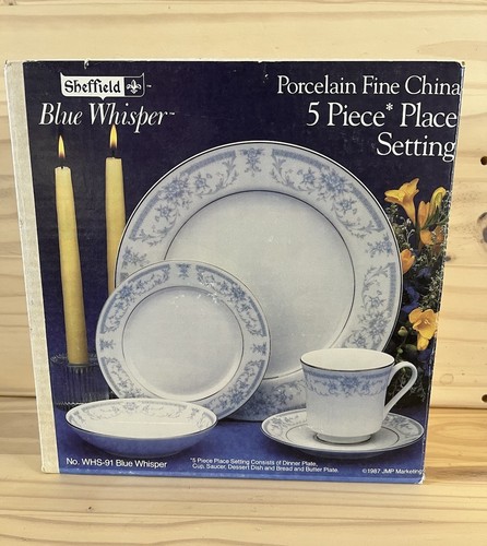 Sheffield Blue Whisper 5 Piece Place Setting Porcelain Fine China Set 1985 - Picture 1 of 12