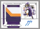 J.J. MCCARTHY 2024 PANINI NATIONAL TREASURES RPA RC ON CARD AUTO/PATCH #31/99