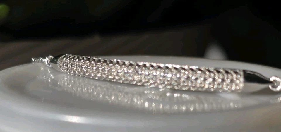 Diamond Accent Bracelet Platinum Over Sterling 9.5" Adjustable Slide - Image 3 of 4