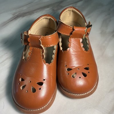 Felix & Flora Brown Leather Mary Jane T Strap Shoes Kids Size 9 Toddler Buckle