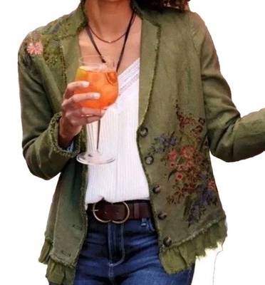 #ad #ad New Sundance Catalog Floral Embroidered Linen Blend “Tonala” Blazer Sz PXL $208 $32.99
