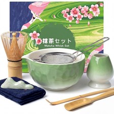 8 Pcs Matcha Whisk Set, Complete Ceramic Matcha Set Includes Bowl Holder, W