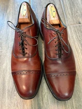 Brown Pair Mens Allen Edmonds Shoes Bryon 10 B Narrow Dress Tie with Bag