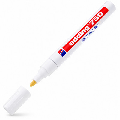Edding 750 Lackmarker weiß mittlere Spitze Permanent Stift auf Ölbasis Metall Glas