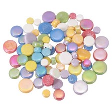 200g Multi-Size Iridescent Round Mosaic Tiles for Crafts Mixed Colors