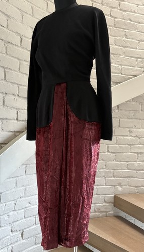 Geoffrey Beene, Vintage 90s Geoffrey Beene Liquid Velvet And Jersey Cocktail Dress 8