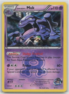 Team Aqua's Muk 8/34 Holo Rare Double Crisis Pokemon Moderately Played