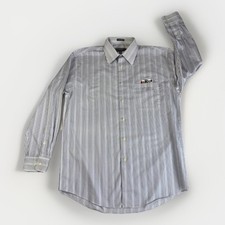Perry Ellis Portfolio Wrinkle Free Dress Shirt White w/ Blue Stripes 15.5 32/33