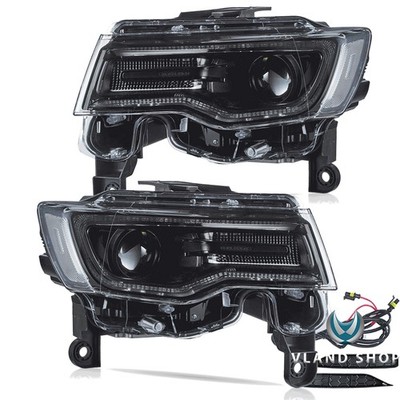 Voll-LED-Scheinwerfer mit schwarzem Gehäuse für Jeep Grand Cherokee (2014 2022)