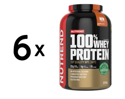 6 x Nutrend 100% Whey Protein, Caramel Latte - 2250g (40,00 EUR/kg)