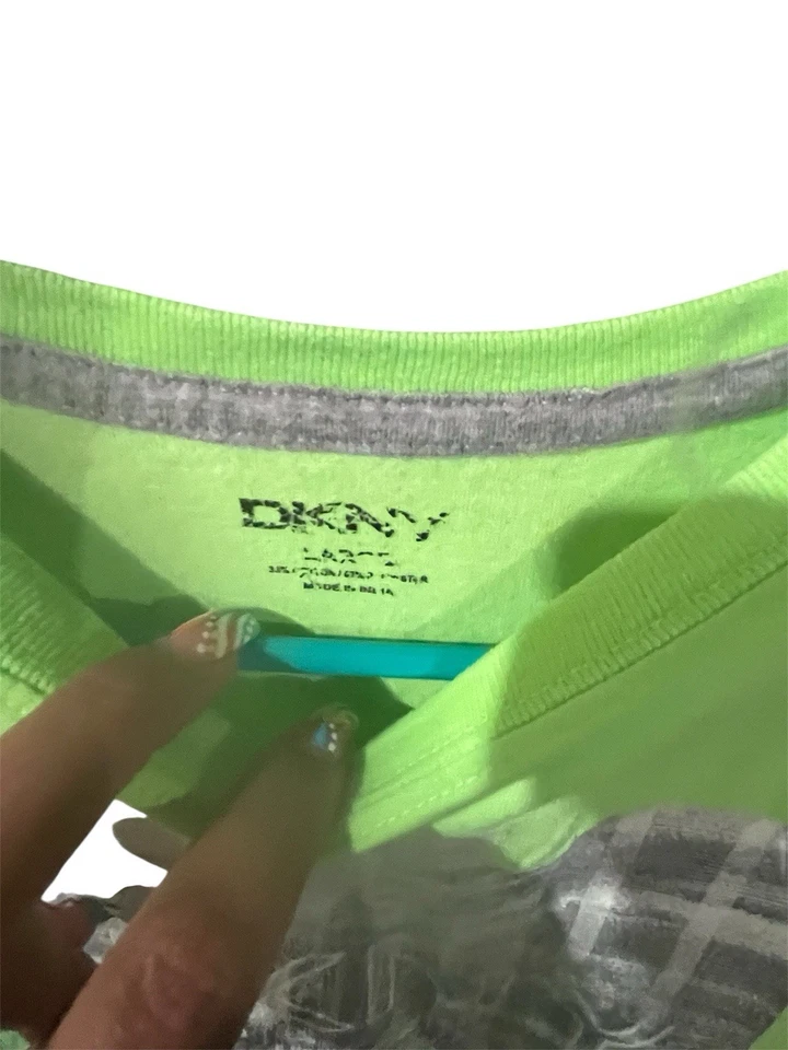 DKNY Neon Green Boys T Size Large 12/14 Short Sleeve Crew Neck T-Shirt - Image 2 of 3
