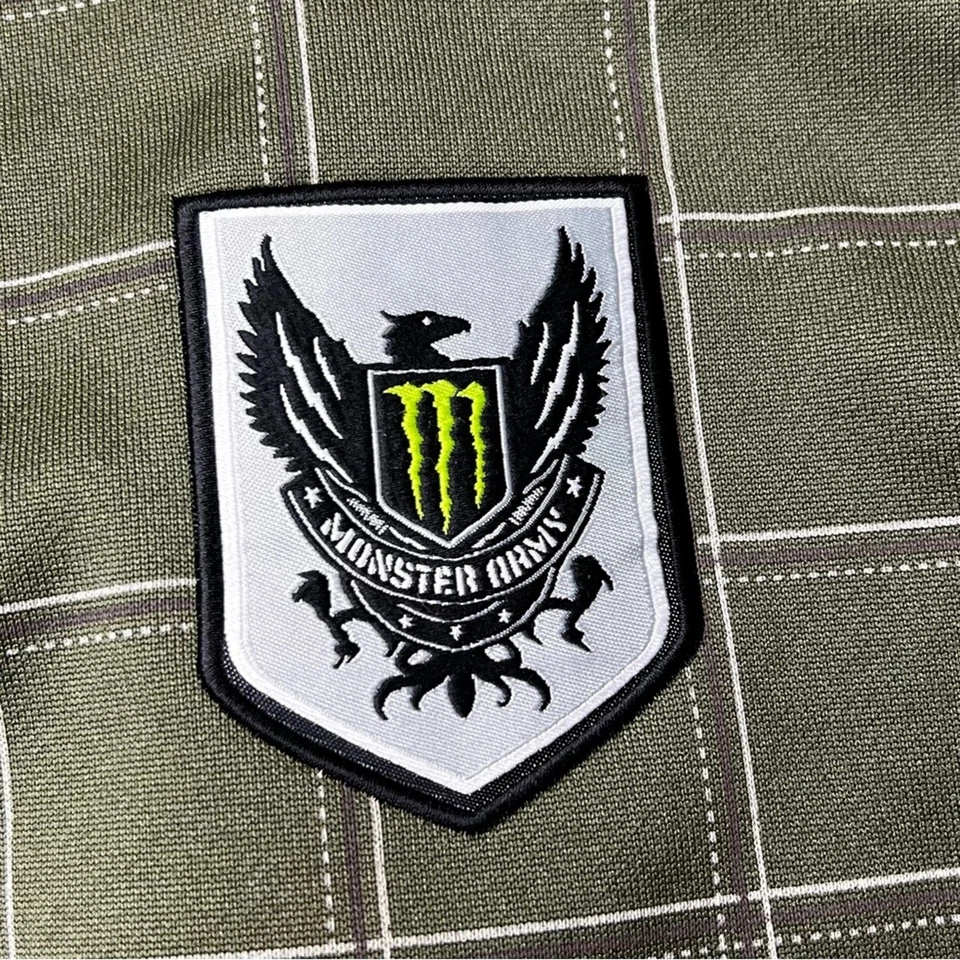 Chaqueta One Industries X Monster Energy a Cuadros con Cremallera Verde Grunge Y2K Motocross Foto 2 de 4