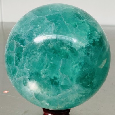 2620G Natural green fluorite Quartz Sphere Crystal Energy Ball Reiki Healing