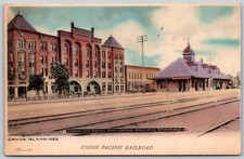 Koehler Hotel Union Pacific R.R. Station Grand Island NE ANTIQUE Postcard 8664