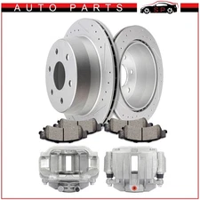 For GMC Chevrolet Silverado 1500 Rear Brake Calipers And Rotors + Ceramic Pads