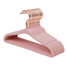 15 PCS Baby Velvet Hangers Rose Gold Hook NonSlip Light Pink 11 Inch