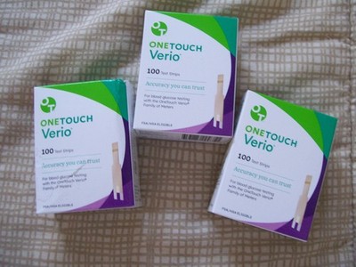 OneTouch Verio Glucose Blood Test Strips 3 boxes = 300 count Exp 12/31/2026