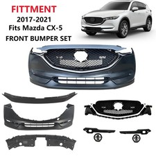 Front Bumper Cover Kit W Fog Lights For 2017-2021 Mazda Cx-5 Wo Parking Aid Front Bumper Cover Kit W Fog Lights For 2017-2021 Mazda Cx-5 Wo Parking Aid