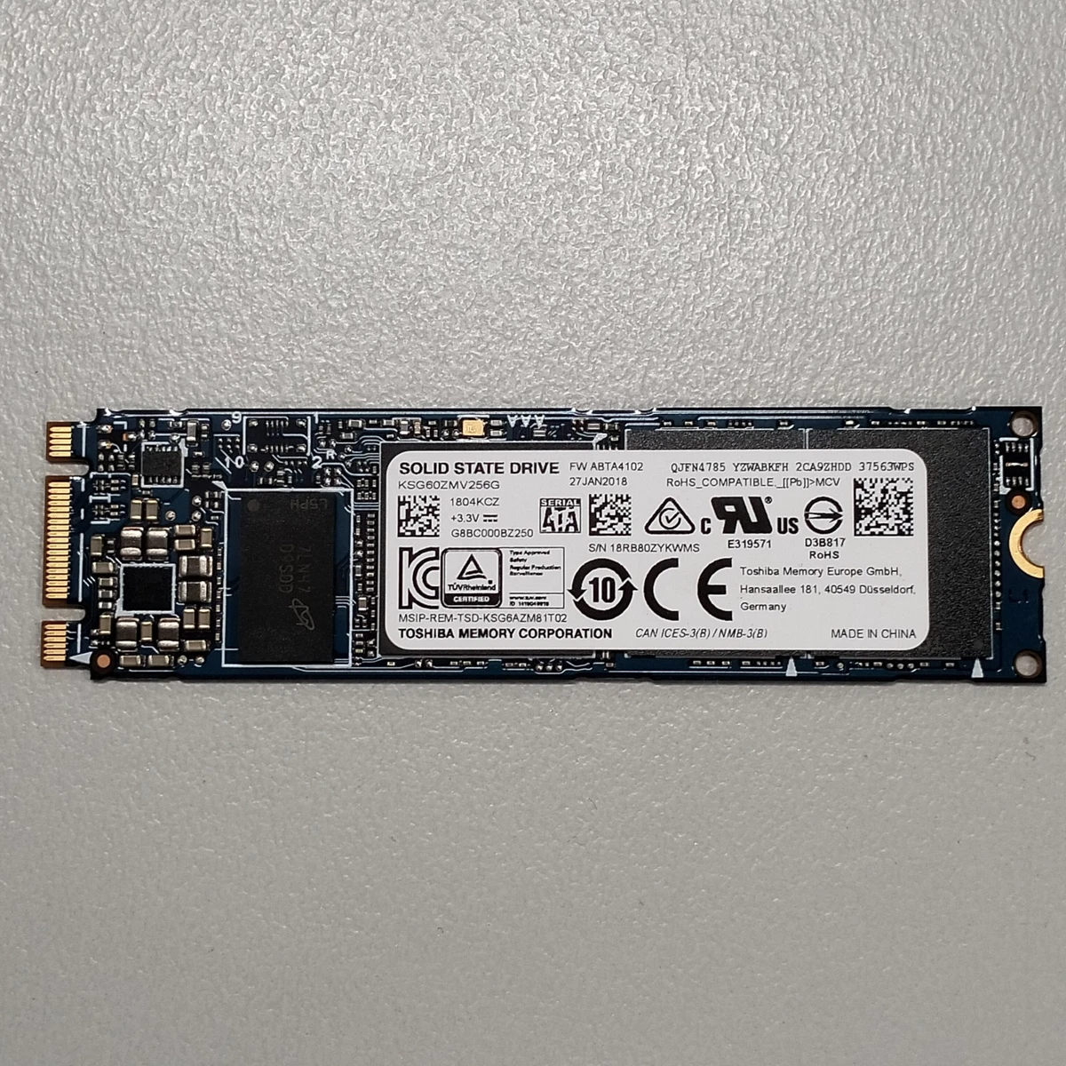 ➁-WA13-TOSHIBA SATA M.2 256GB SSD 4点 Toshiba M.2 Interface 256