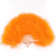 Sowder Orange Marabou Feather Fan 20s Vintage Style for Home Party Decor Danc...
