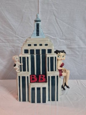 RARE 1998 Vandor Betty Boop & Pudgy Skyscraper Building Cookie Jar Vintage