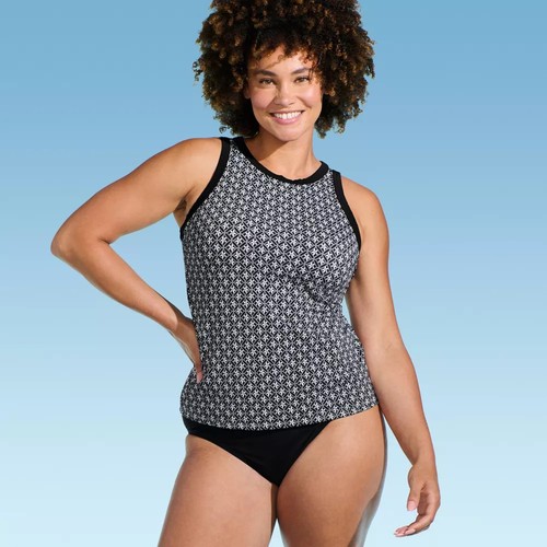 Lands' End Women's Geo Print High Neck Tankini Top