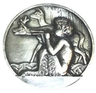 Rare Art Deco Flute Wildlife Brooch Silver Bronze Signed R Thénot