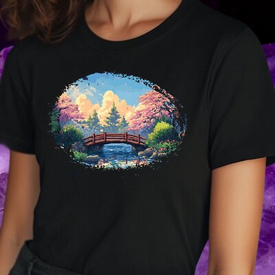 T-Shirt Frauen Pixel Art Landschaft Motiv Baumwolle Größe S bis 3XL