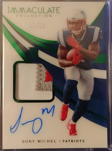 2018 Panini Immaculate FOTL Sony Michel Acetate Emerald RPA Patch Auto #'d 10/14