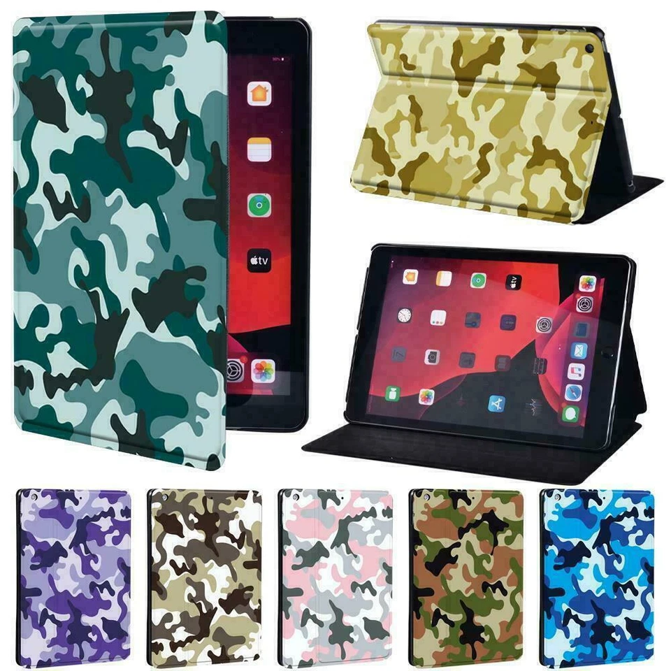 Camouflage PU Leather Stand Cover Case Fit Apple iPad 5/6/7/8/9/10/Mini/Air/Pro - Image 1 of 4