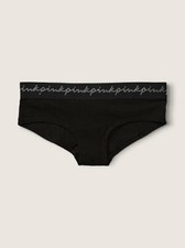 Victoria's Secret PINK Hipster Black Bling RHINESTONE Script PINK LOGO S NWT