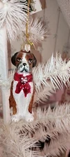 NOBLE GEMS BY KURT ADLER-GLASS BOXER DOG ORNAMENT-NEW IN BOX