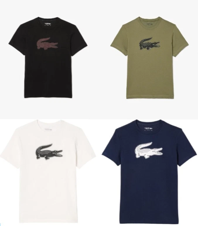 Lacoste Men's Short Sleeve Regular Fit Ultra Dry Graphic T-Shirt --New With Tags