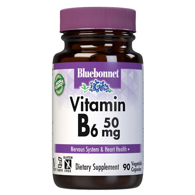Bluebonnet Vitamin B6 50 Mg 90 Vegetable Capsules, Cardiovascular Health