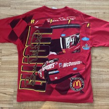 Vintage Bill Elliot AOP Nascar 1995 T-Shirt Size Large Mcdonalds Kuzu Racing
