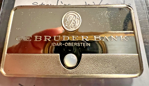 Franklin Mint Sterling Silver Bar w Agate Gebruder Bank Idar Oberstein 1983 C334