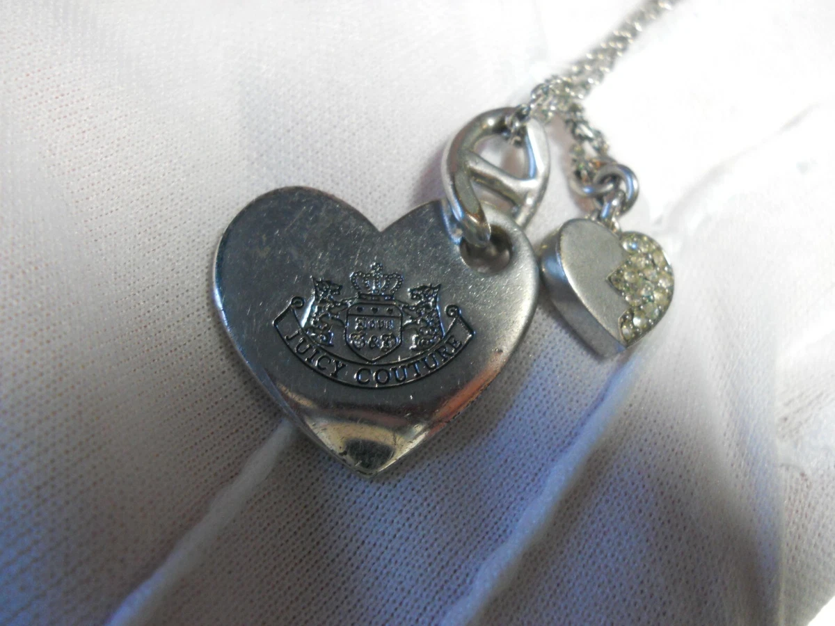 Juicy Couture Choose Juicy Heart Dog Tag Necklace Silver Jewelry crystals  31 | eBay