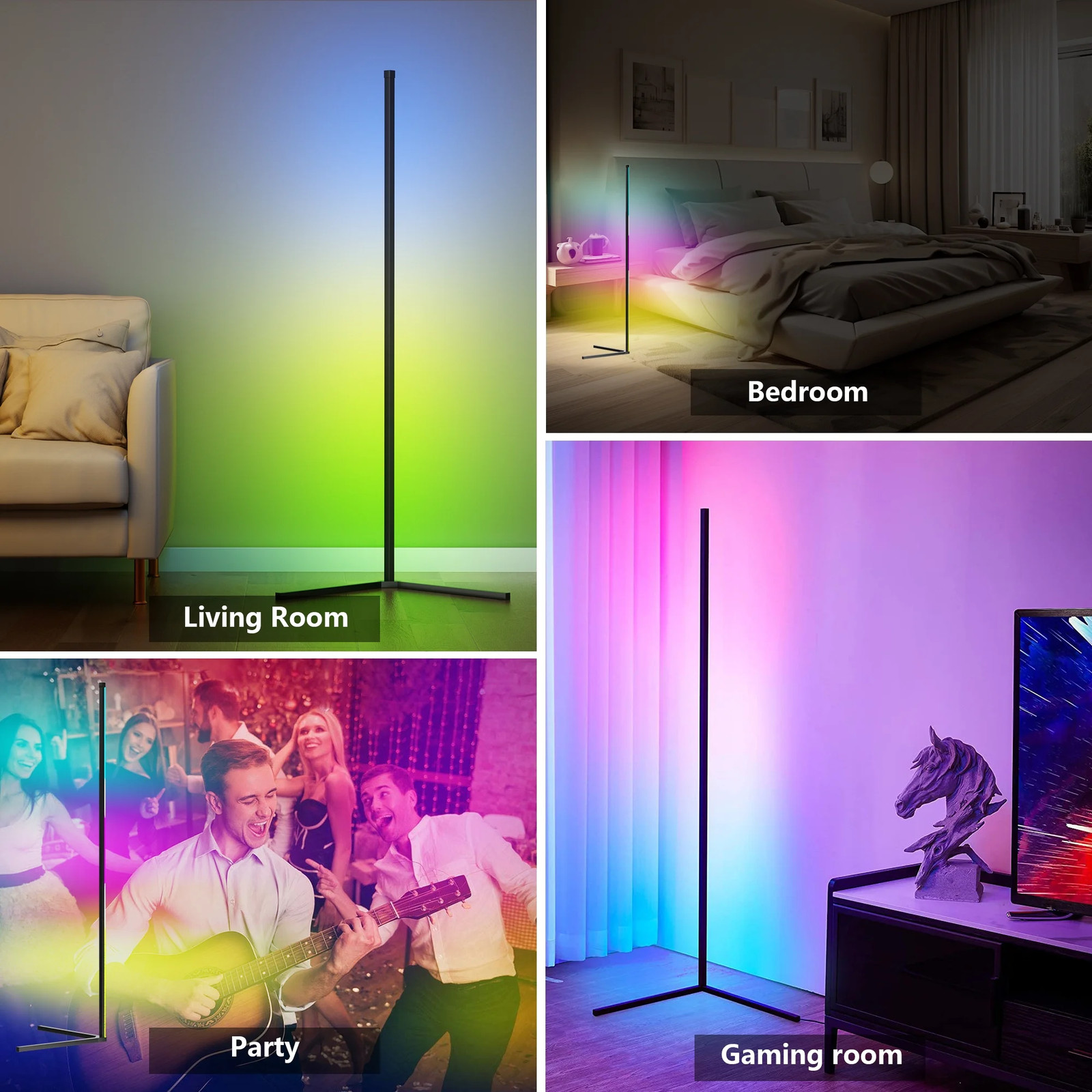 Led Corner Floor Lamp, Smart RGB Floor Lamp with App&Remote, 16 Million
