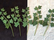 5 Ivy Stems Handmade Green Mulberry Paper sprig floral cards Miniatures Fairies 
