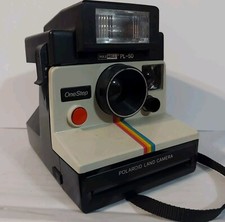 Vintage Original Polaroid SX-70 OneStep White Rainbow Stripe Land Camera TESTED